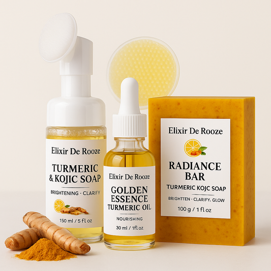 Elixir De Rooze Radiance Collection – Turmeric + Kojic Essentials ✨